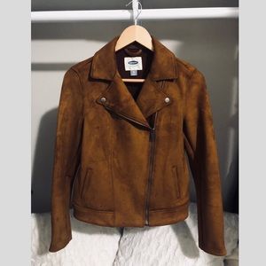 Sueded knit moto jacket